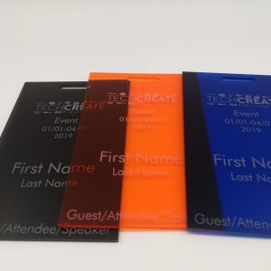 acrylic engraved event badge